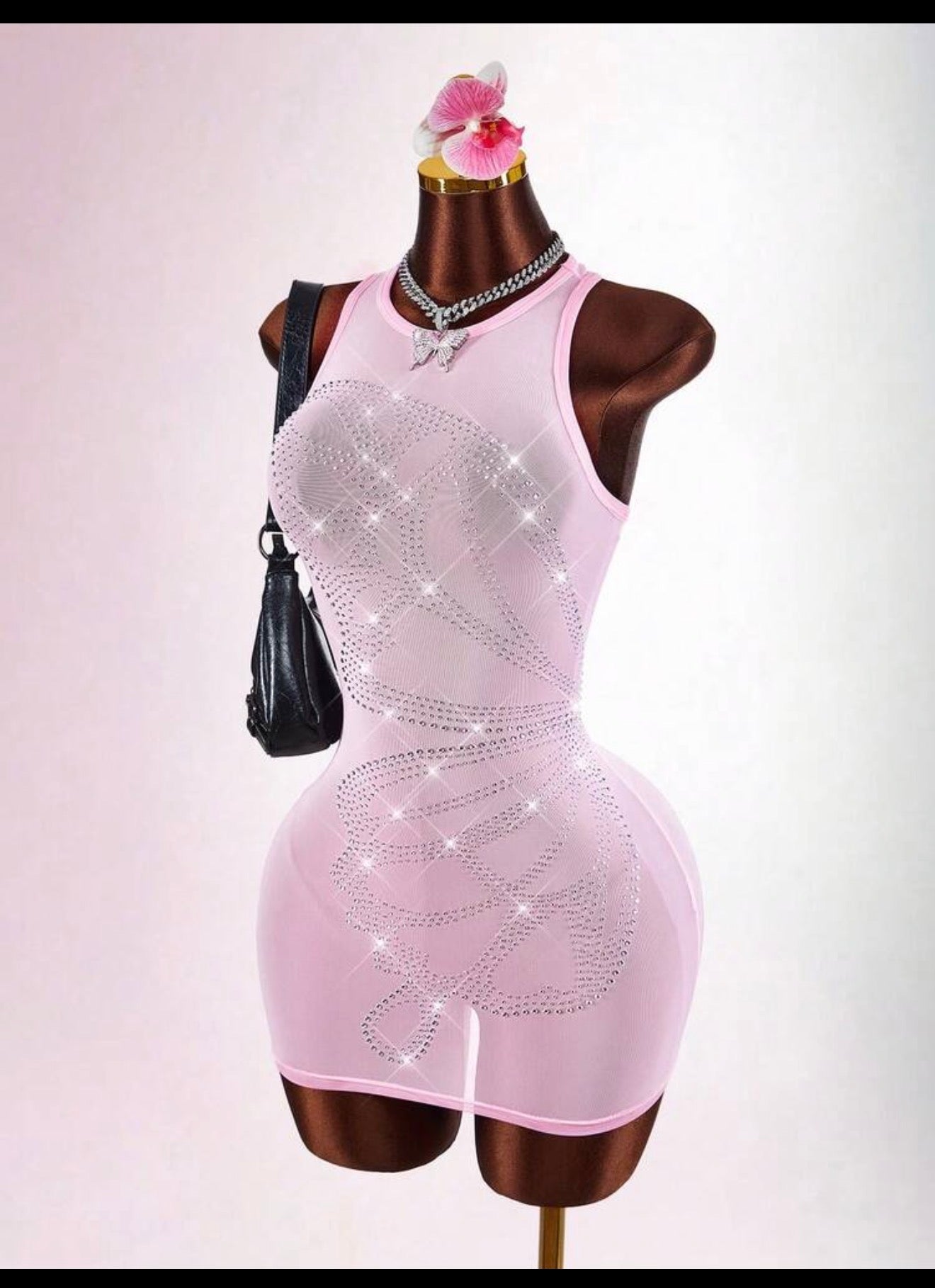 Butterfly sequin mesh dress